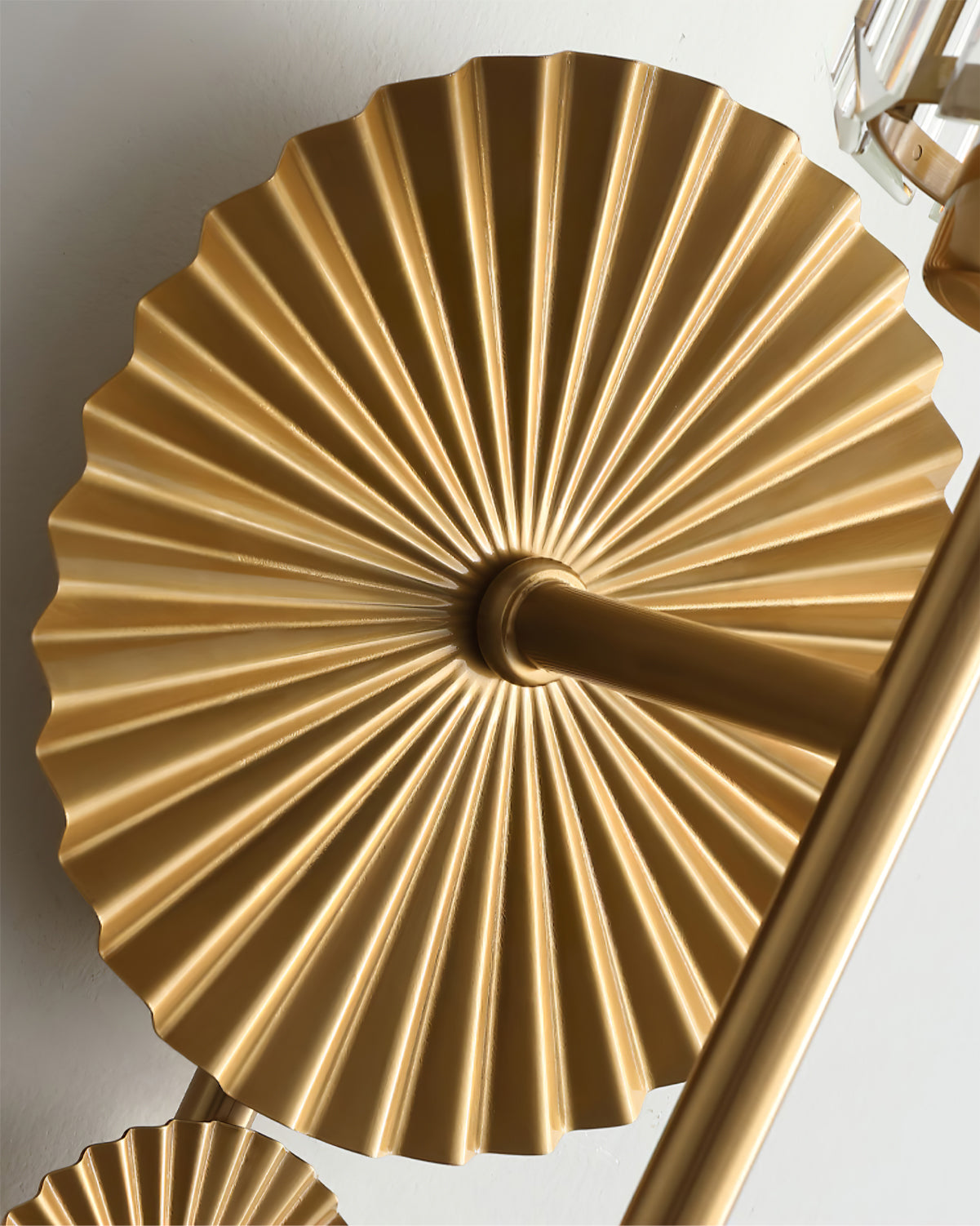 Art Deco Wall Sconce  Crystal Glass Cylinder With Brass Sunburst - Product detail 6