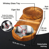 Wooden Cigar Ashtray  Crystal Whiskey Glass Tray Set - Product detail 5