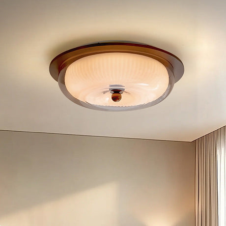 Glass Wood Ceiling Light  Round Scandinavian Design - Product showcase
