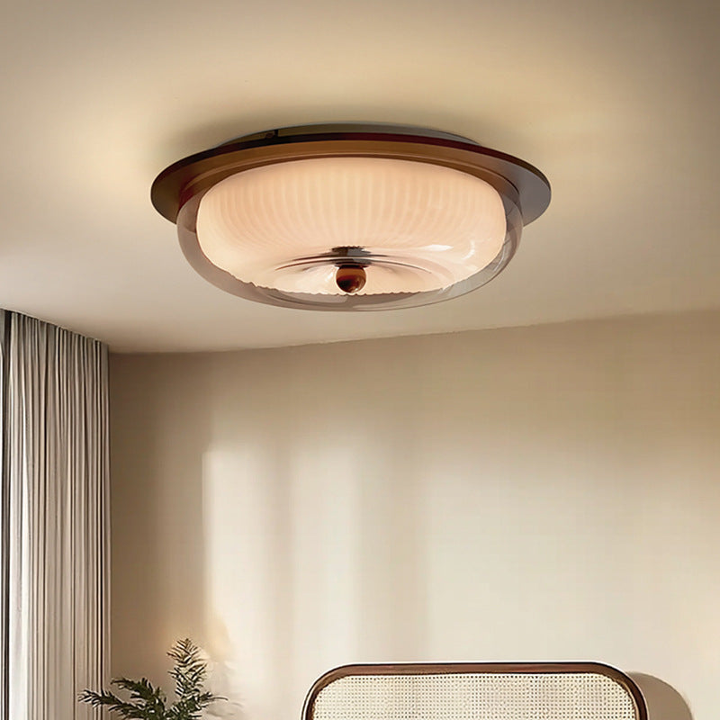 Glass Wood Ceiling Light  Round Scandinavian Design - Detailed view
