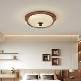 Glass Wood Ceiling Light  Round Scandinavian Design - Product example
