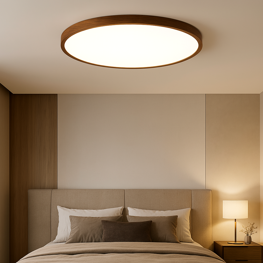 Wood Grain Ceiling Light  Round LED Flush Mount Fixture - Product detail 4