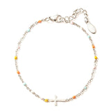 Cross Charm Bracelet  Colorful Beaded Silver Chain - Product detail 4