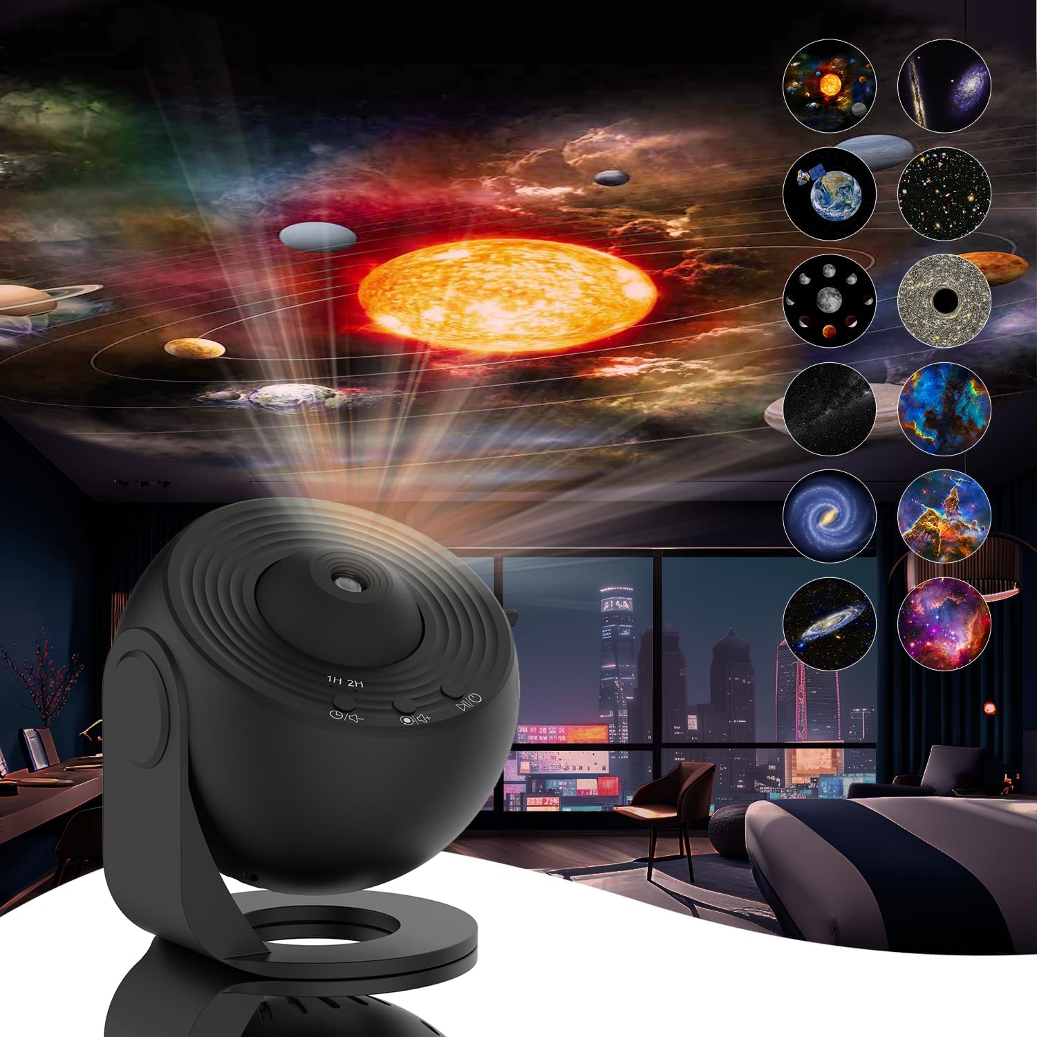 Galaxy Star Projector  HD 360 Rotation with 12 Effects - Detailed view