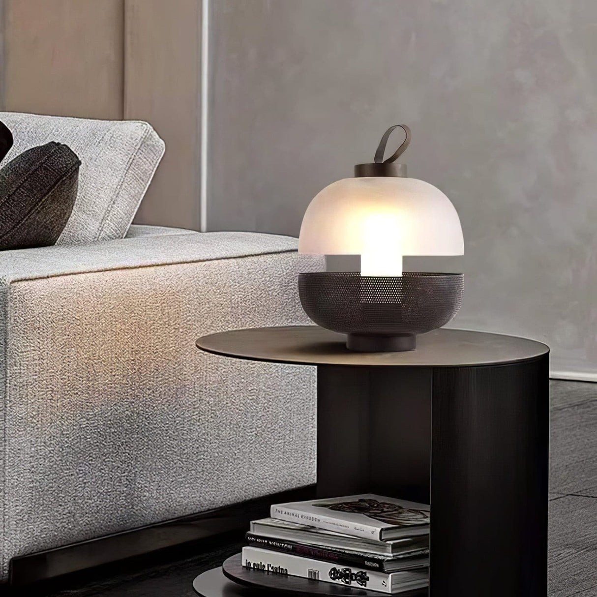 Modern Table Lamp  Mesh Metal and Frosted Glass Design - Product detail 11