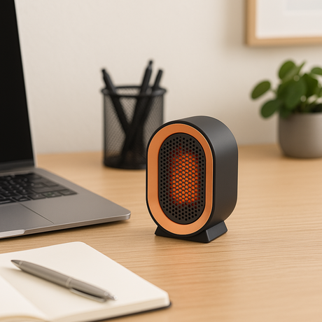 Compact Ceramic Space Heater  Portable Desktop Design with Safety Features - Product showcase