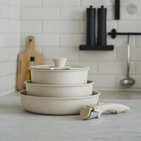 Ceramic Non-Stick Cookware Set  Stackable Space-Saving Design - Product showcase