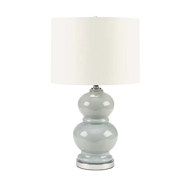 Ceramic Table Lamp  White Gourd Base with Linen Shade - Product detail 18