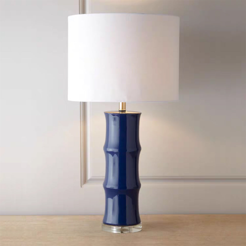 Ceramic Table Lamp  Navy Bamboo Design Base - Detailed view
