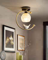 Modern Bird Ceiling Light  Brass Frame Glass Shade - Product detail 9