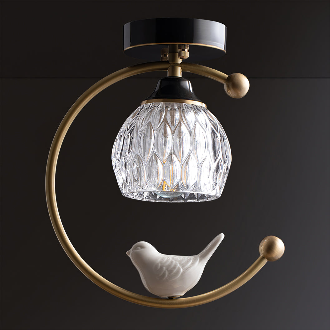 Modern Bird Ceiling Light  Brass Frame Glass Shade - Product detail 15
