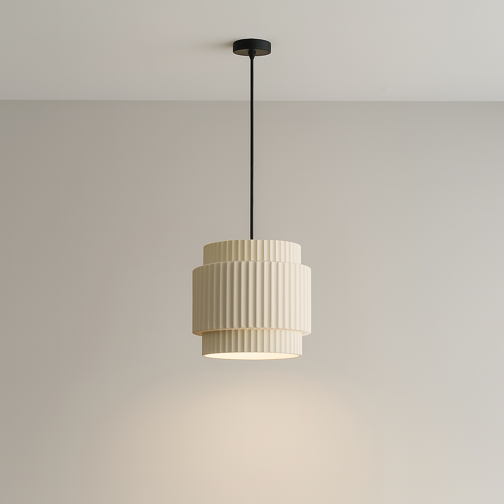 Modern Pendant Light  Ribbed Ceramic Shade Design - Product showcase