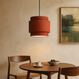 Modern Pendant Light  Ribbed Ceramic Shade Design - Detailed view