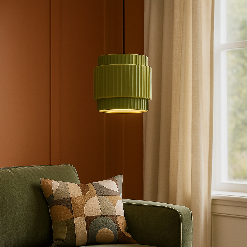 Modern Pendant Light  Ribbed Ceramic Shade Design - Product example