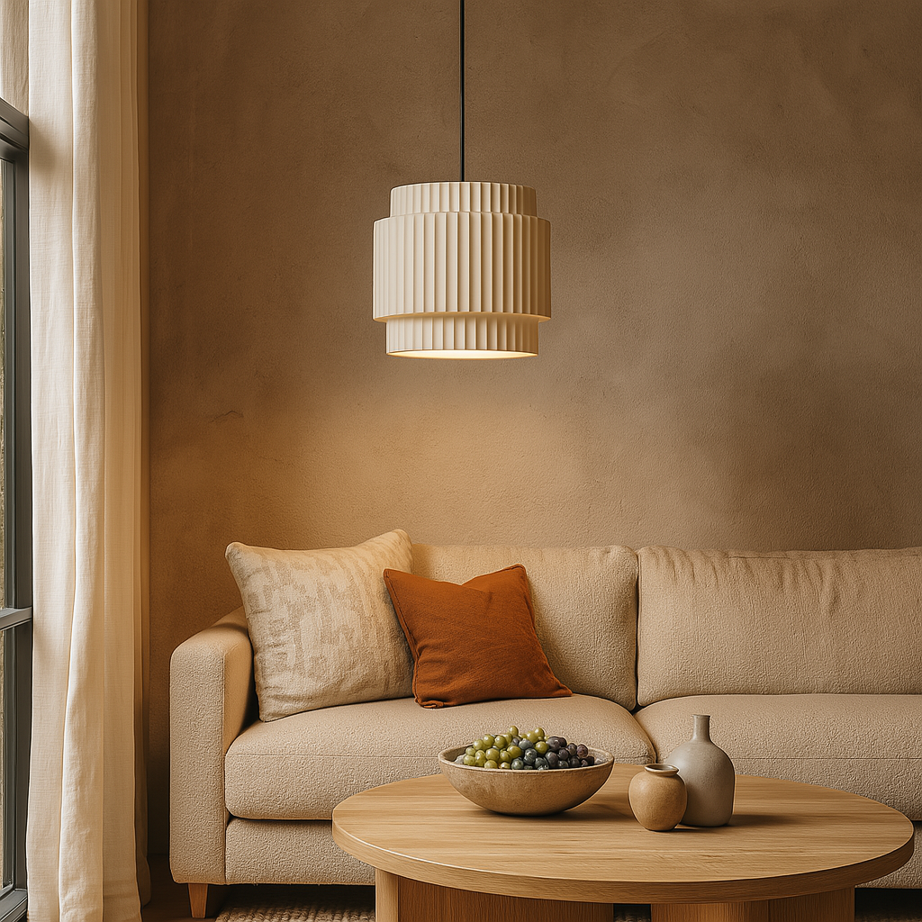 Modern Pendant Light  Ribbed Ceramic Shade Design - Product detail 4