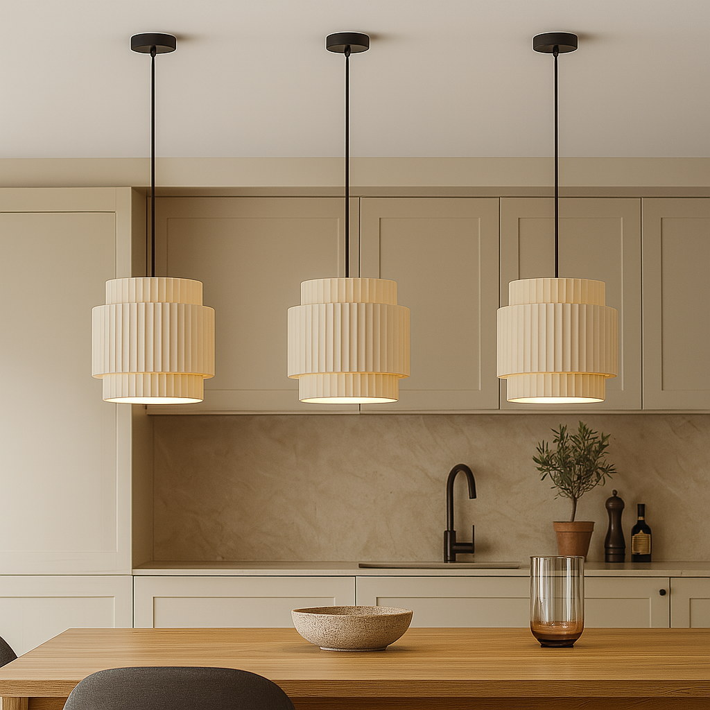 Modern Pendant Light  Ribbed Ceramic Shade Design - Product detail 5