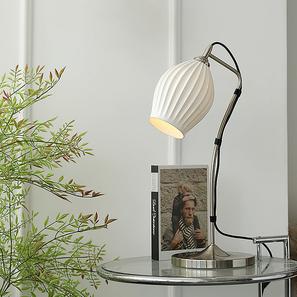 Ceramic Table Lamp  Ribbed Shade Design - Product example