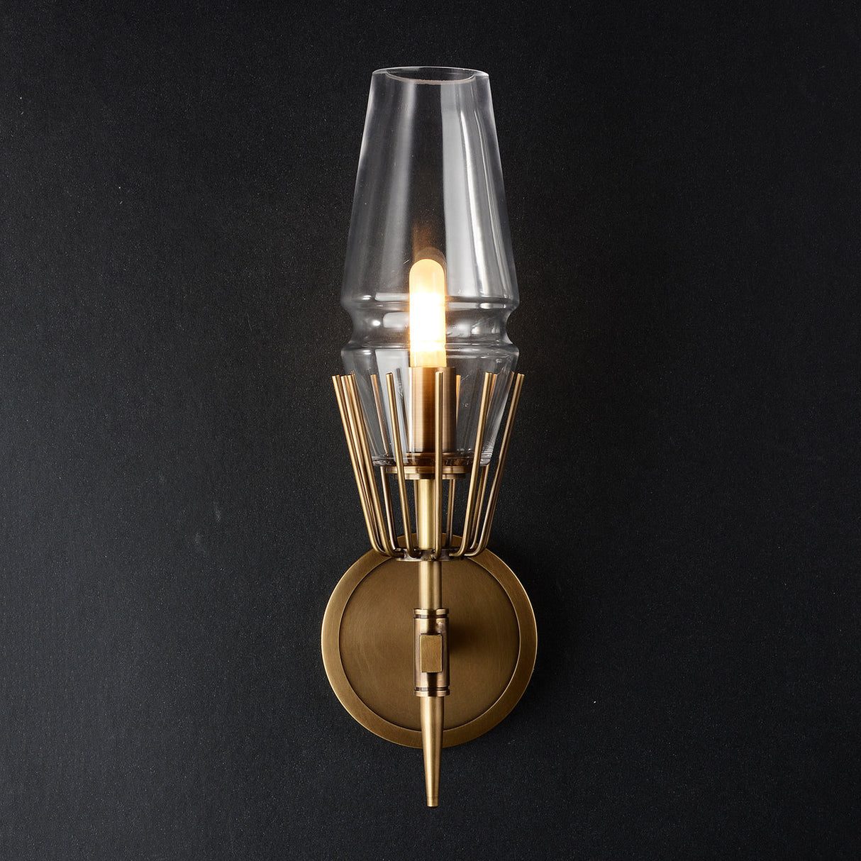 Modern Wall Sconce  Brass Frame Clear Glass Shade - Product detail 8
