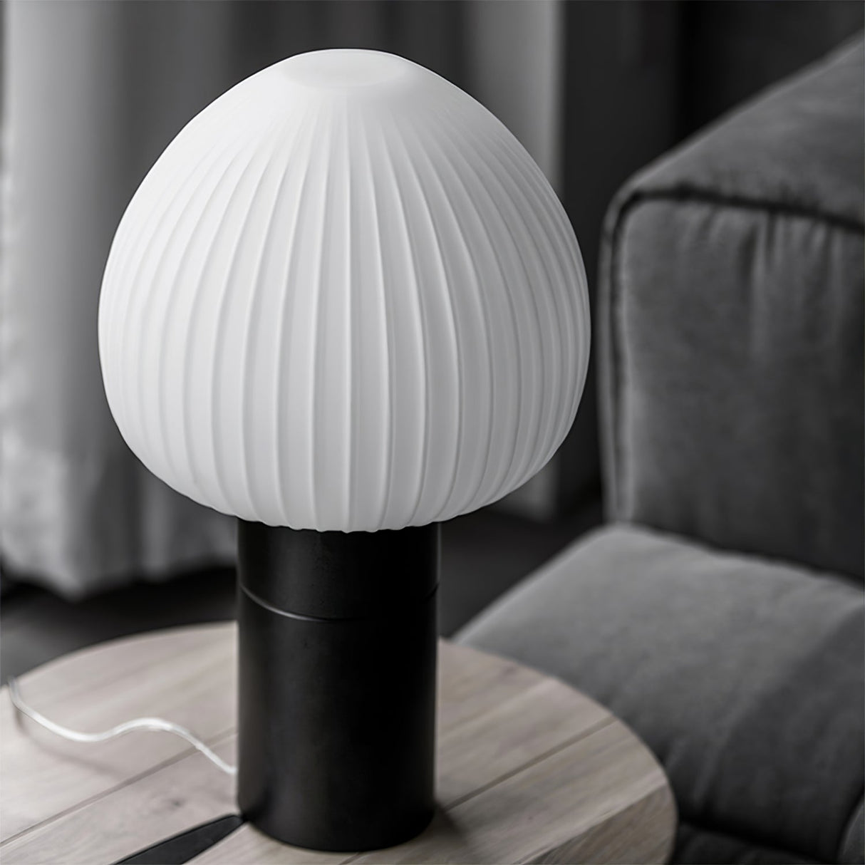 Modern Table Lamp  Frosted Glass Dome With Marble Base - Product example