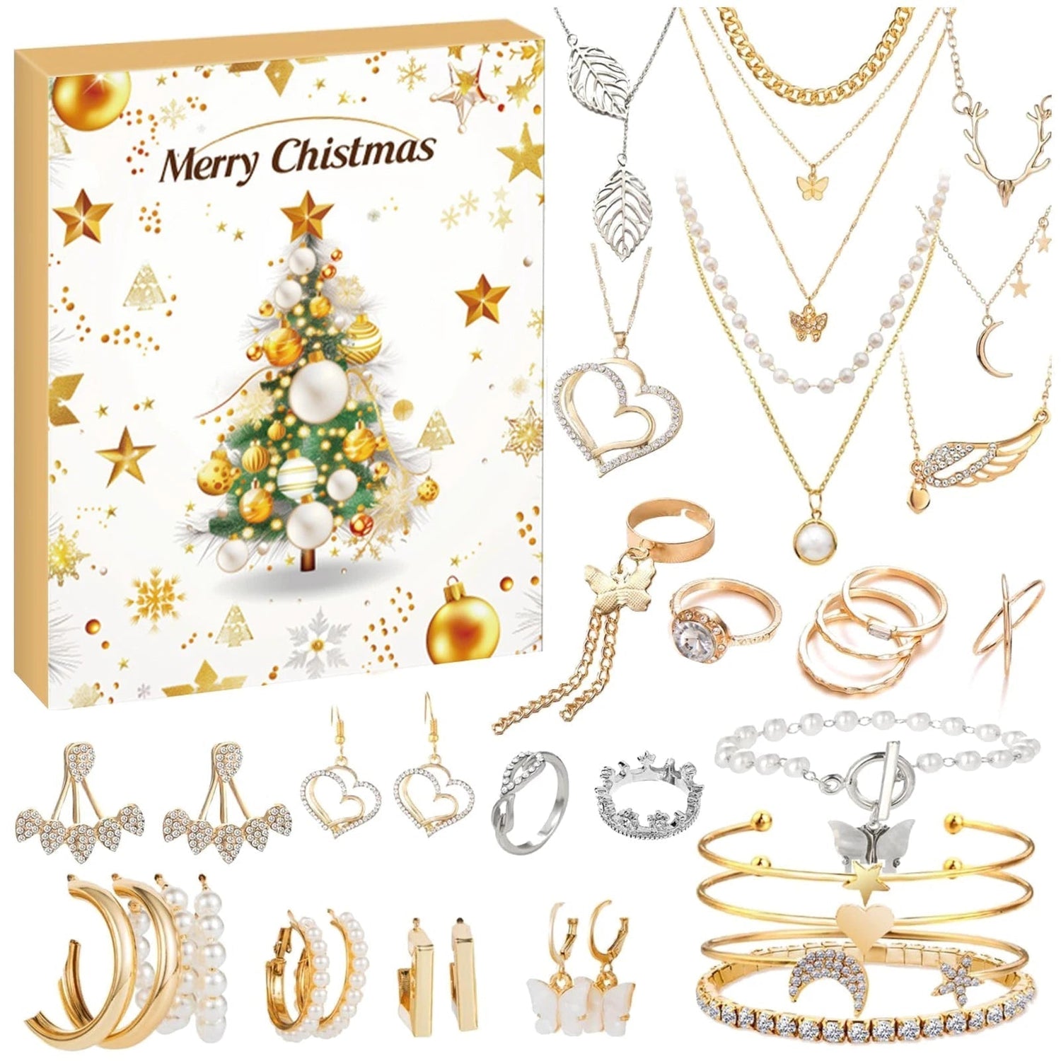 Christmas Jewelry Advent Calendar  22-Piece DIY Charm Set - Product showcase