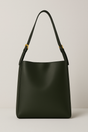 Vegan Leather Shoulder Bag  Forest Green Classic Design - Product showcase