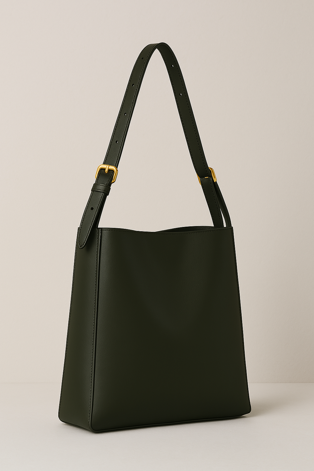 Vegan Leather Shoulder Bag  Forest Green Classic Design - Product detail 5
