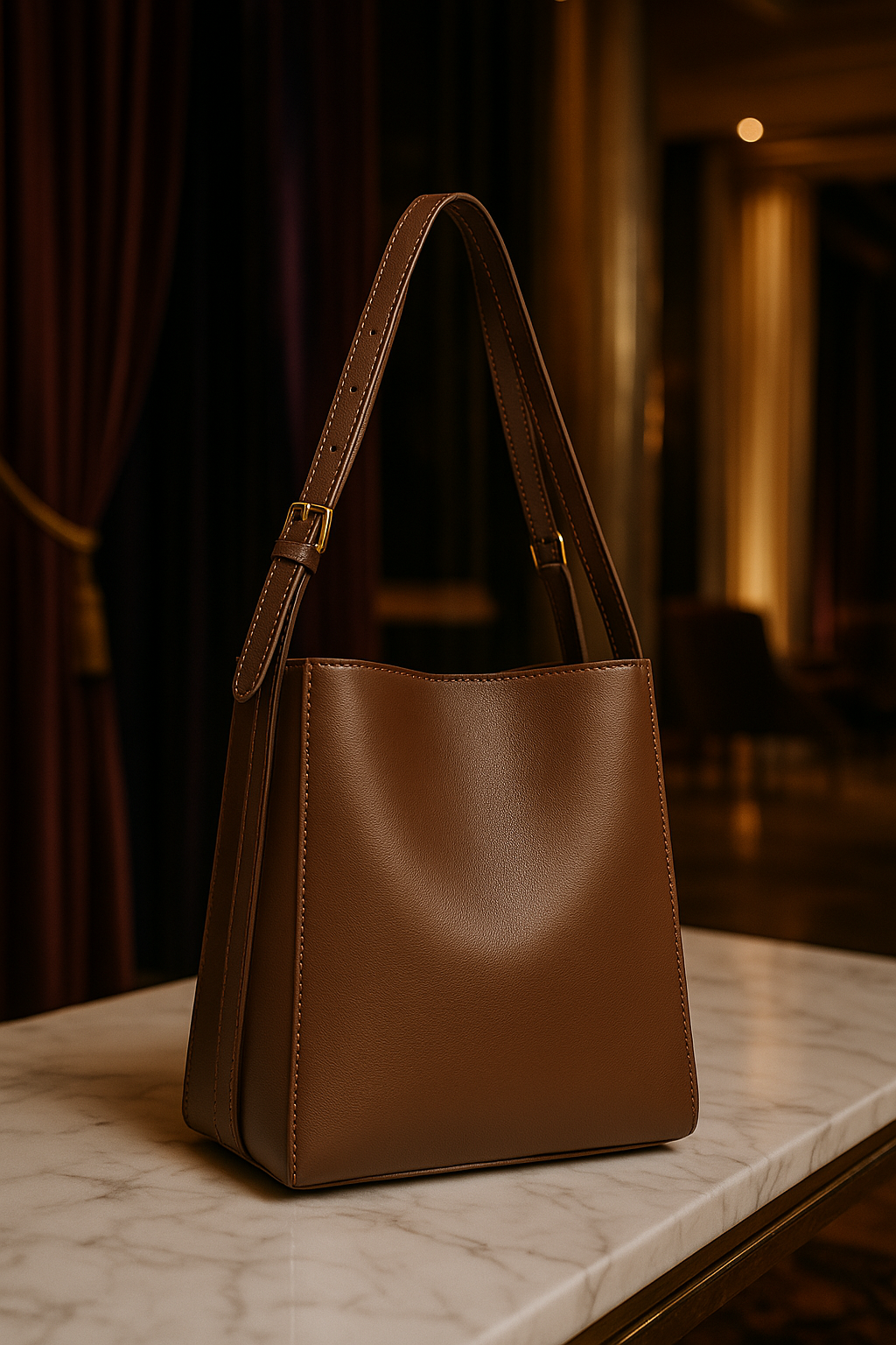 Vegan Leather Shoulder Bag  Forest Green Classic Design - Product detail 7