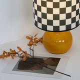 Geometric Table Lamp  Orange Glass Base with Checkerboard Shade - Product detail 15