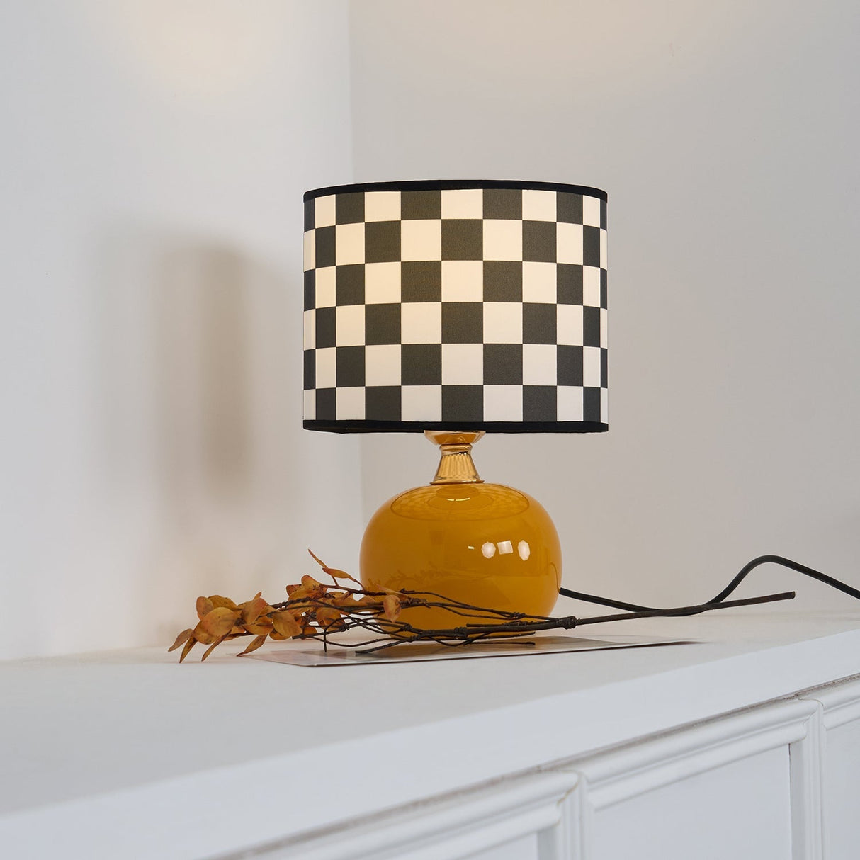Geometric Table Lamp  Orange Glass Base with Checkerboard Shade - Product detail 19