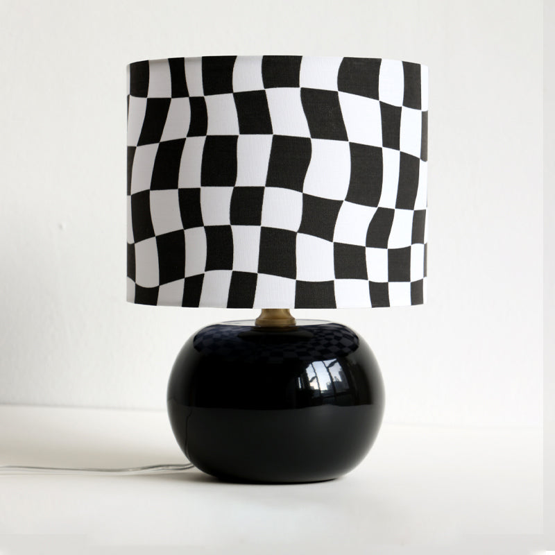Geometric Table Lamp  Orange Glass Base with Checkerboard Shade - Product detail 42