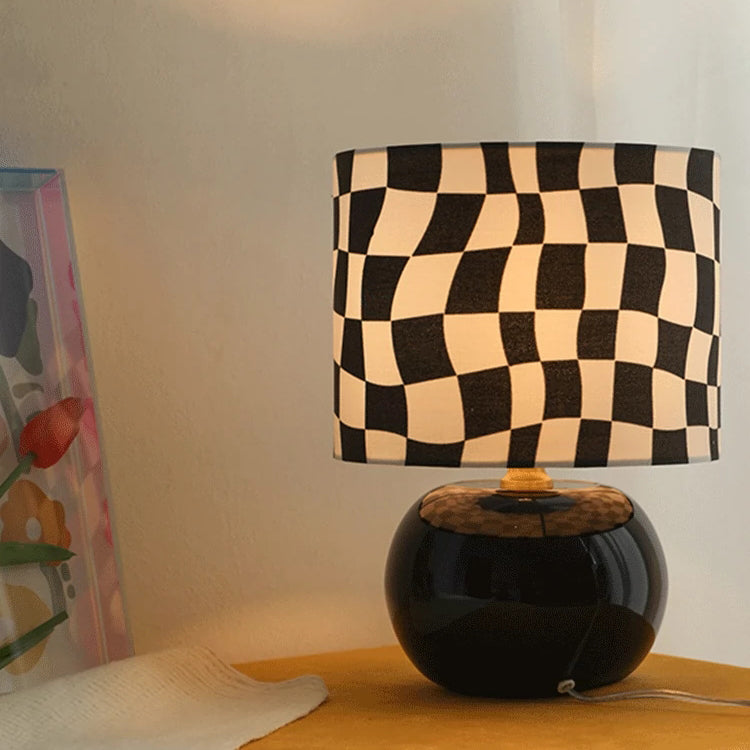 Geometric Table Lamp  Orange Glass Base with Checkerboard Shade - Product detail 29