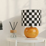 Geometric Table Lamp  Orange Glass Base with Checkerboard Shade - Product detail 7