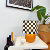 Geometric Table Lamp  Orange Glass Base with Checkerboard Shade - Product detail 23