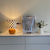 Geometric Table Lamp  Orange Glass Base with Checkerboard Shade - Product detail 4