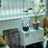 Geometric Table Lamp  Orange Glass Base with Checkerboard Shade - Product detail 30