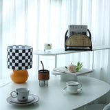 Geometric Table Lamp  Orange Glass Base with Checkerboard Shade - Product detail 34