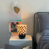 Geometric Table Lamp  Orange Glass Base with Checkerboard Shade - Product detail 39