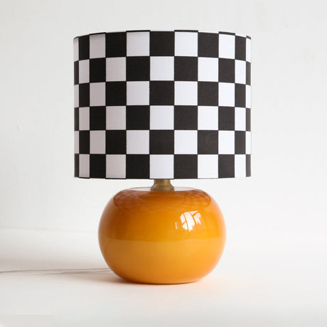 Geometric Table Lamp  Orange Glass Base with Checkerboard Shade - Product detail 41