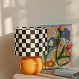 Geometric Table Lamp  Orange Glass Base with Checkerboard Shade - Product detail 5