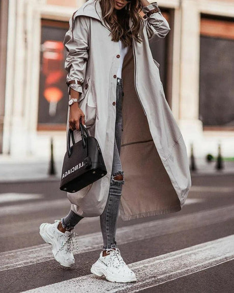 Urban Trench Coat  Lightweight Waterproof Longline Design - Product showcase