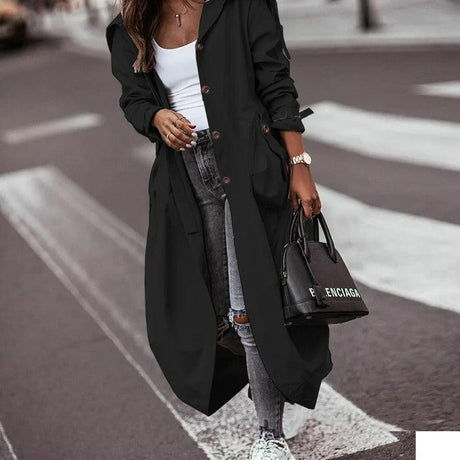 Urban Trench Coat  Lightweight Waterproof Longline Design - Detailed view