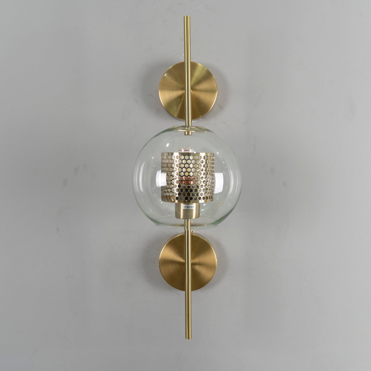 Modern Glass Wall Lamp  Brushed Brass with Clear Cylinder Shade - Product detail 9