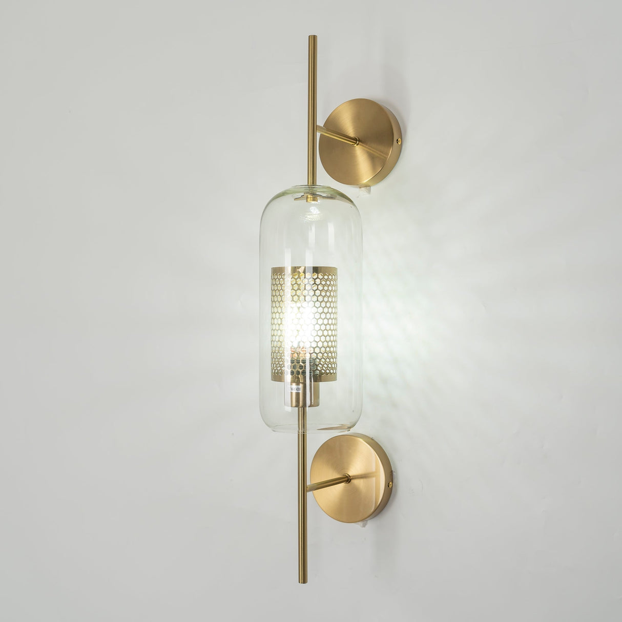 Modern Glass Wall Lamp  Brushed Brass with Clear Cylinder Shade - Product detail 13