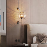 Modern Glass Wall Lamp  Brushed Brass with Clear Cylinder Shade - Detailed view