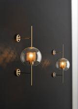 Modern Glass Wall Lamp  Brushed Brass with Clear Cylinder Shade - Product detail 11