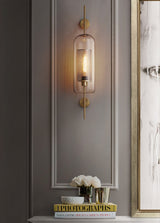 Modern Glass Wall Lamp  Brushed Brass with Clear Cylinder Shade - Product detail 12