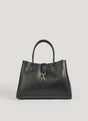 Classic Leather Tote Bag  Black Brushed Leather Gold Hardware - Product showcase