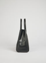 Classic Leather Tote Bag  Black Brushed Leather Gold Hardware - Product example