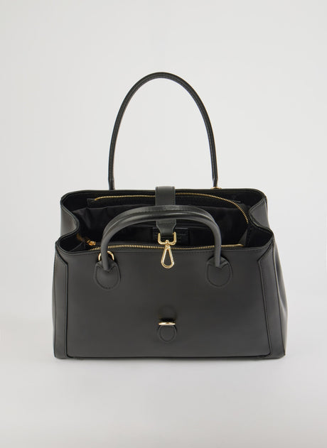 Classic Leather Tote Bag  Black Brushed Leather Gold Hardware - Product detail 7