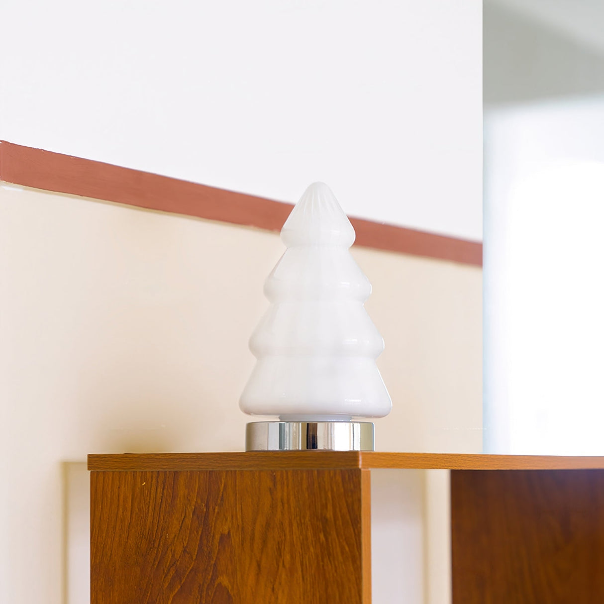 Modern Tree Table Lamp  White Glass Chrome Base Design - Detailed view